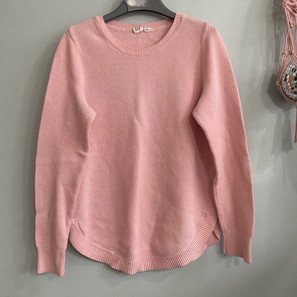 GAP Pink Crewneck Sweater with Textured Knit
